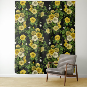 Tenture Caché en rose, jaune et vert