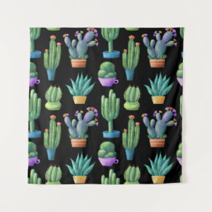 Tenture Cactus Colorés : Whimsical Seamless Design.