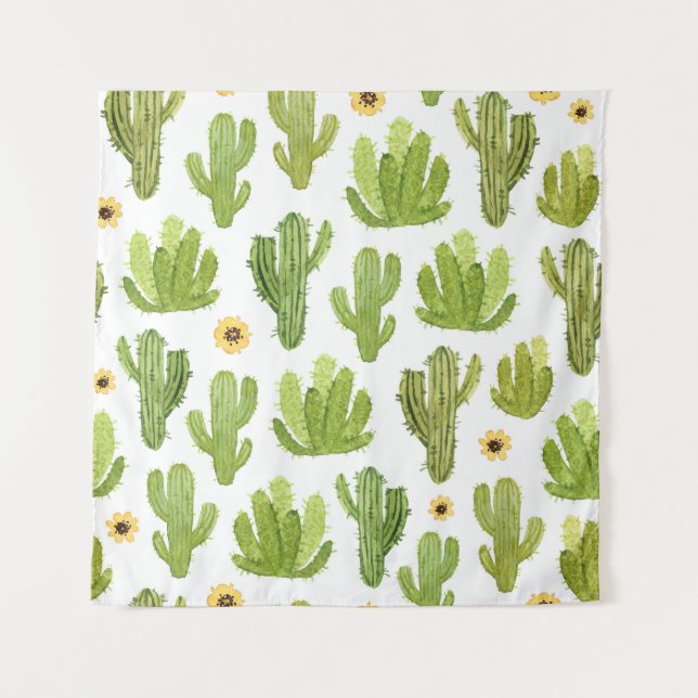 Tenture Cactus du désert vert : Aquarelle transparente (Devant)
