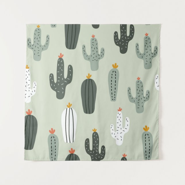 Tenture Cactus mignons sans couture motif, arrière - plan  (Devant)