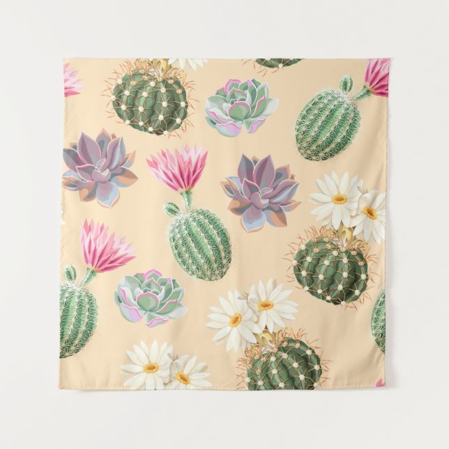 Tenture Cactus Succulent : Motif à Hauts Détails (Devant)