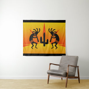Tenture Cactus Sunset Desert Kokopelli Design sud-ouest