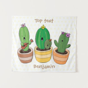 Tenture Cactus trio chantante mignonne dessin animé