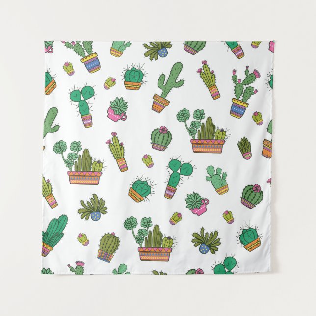 Tenture Cactus vintages : Design Motif sans couture. (Devant)