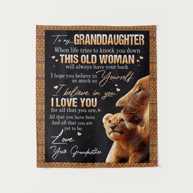 Tenture Cadeau à ma petite-fille de la part de grand-mère, (Devant)