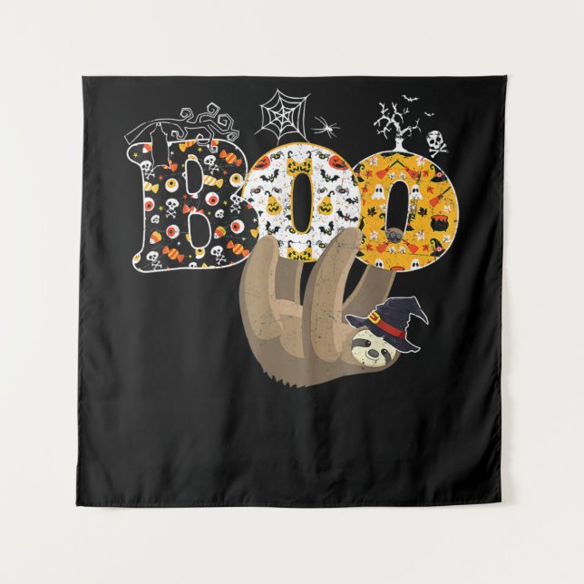Tenture Cadeau araignée | Boo Halloween avec chapeau de so (Devant)