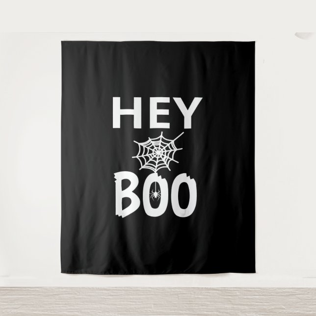 Tenture Cadeau araignée | Hey Boo Halloween Drôle Toile d' (Devant)