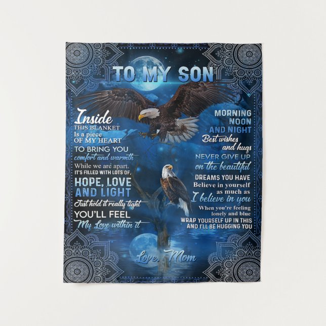 Tenture Cadeau d'anniversaire à mon fils, cadeau à mon béb (Devant)