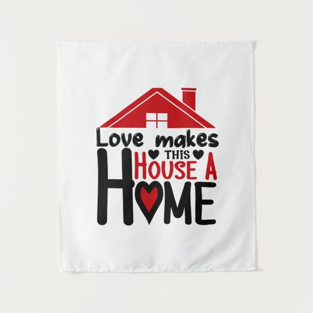 Tenture Cadeau de couple L'amour rend cette maison chaleur (Devant)