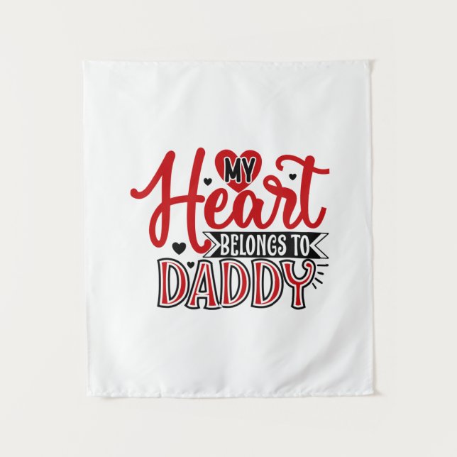 Tenture Cadeau de couple Mon cœur appartient à Papa (Devant)