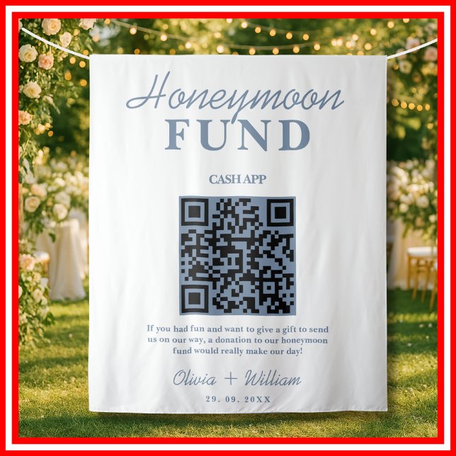 Tenture Cadeau de Lune de Miel | Mariage Dusty Blue Code Q (Créateur téléchargé)
