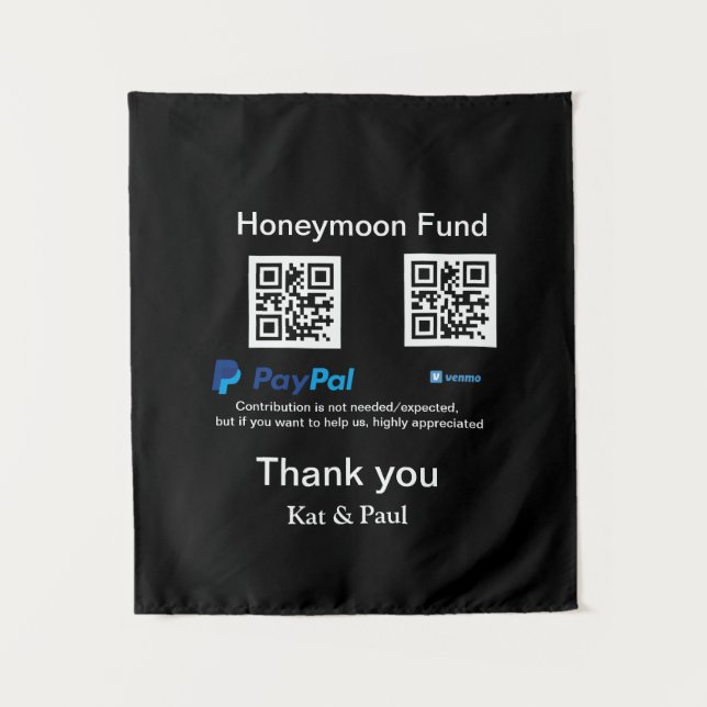 Tenture Cadeau de lune de miel PayPal Venmo code QR merci (Devant)