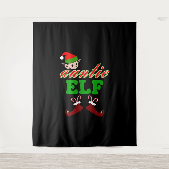 Tenture Cadeau de Noël Tante Elf (Devant)
