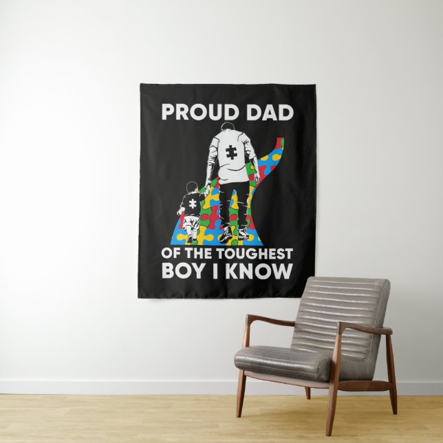 Tenture Cadeau de puzzle pour papa pour la sensibilisation (En situation)