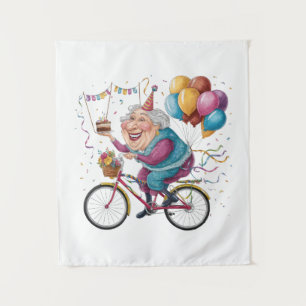 Tenture Cadeau drôle de vélo de grand-mère pour anniversai