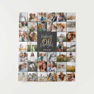 Tenture Cadeau moderne 60e anniversaire multi photo script