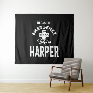 Tenture Cadeau personnalisé de naissance avec nom Harper