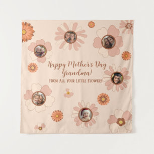 Tenture Cadeau photo Floral Rose Grandma personnalisé 6 ph