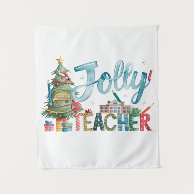 Tenture Cadeau pour Enseignant | Joyeux Noël Enseignant Jo (Devant)