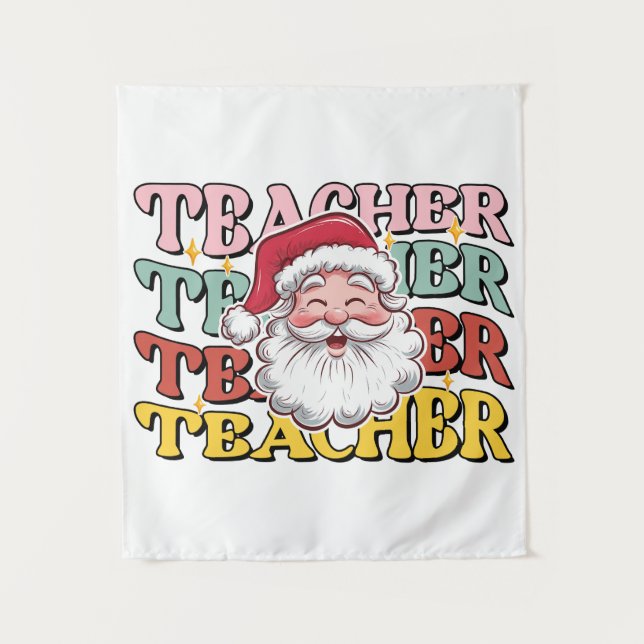 Tenture Cadeau pour Enseignant | Père Noël Enseignant (Devant)
