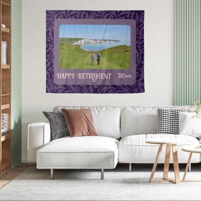 Tenture Cadeaux de retraite heureux personnalisés pour mam (Créateur téléchargé)