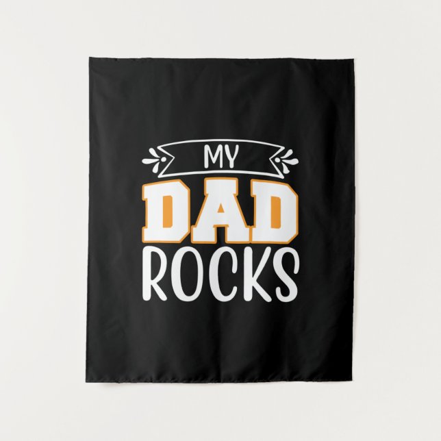 Tenture Cadeaux papa | Mon père Rocks (Devant)