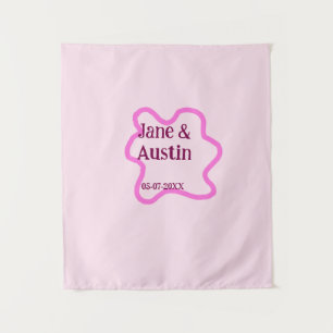 Tenture Cadre de bordure de mariage rétro pastel rose nom