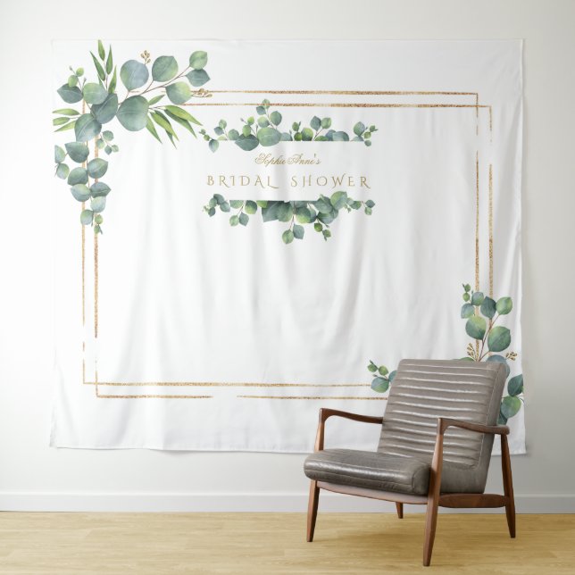 Tenture Cadre de mariage doré avec feuillage d'eucalyptus  (En situation (horizontale))