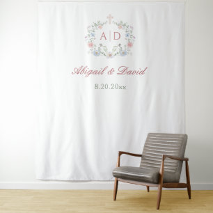 Tenture Cadre floral Mariage religieux Monogrammes Context