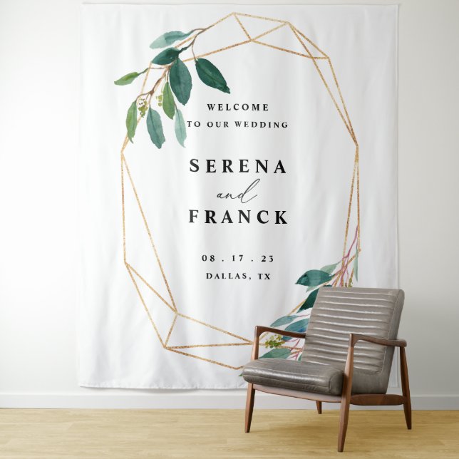 Tenture Cadre Mariage De Verdure Personnalisé Pour Booth P (En situation)