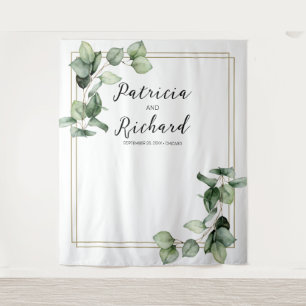 Tenture Cadre Or Verdure Eucalyptus Mariage fond