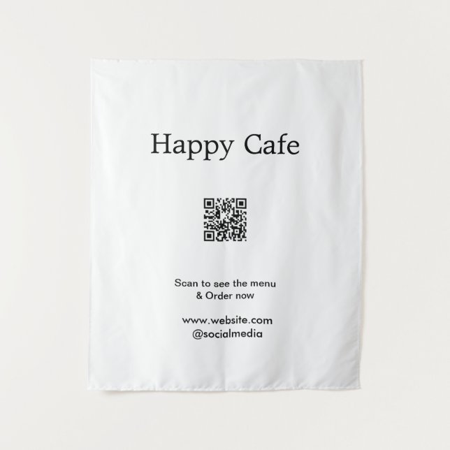 Tenture Cafe restaurant scanner pour voir le menu commande (Devant)