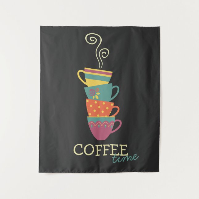 Tenture Café tasses à vapeur empilées (Devant)