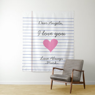 Tenture Cahier lettre d'amour ou message manuscrit personn