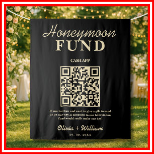 Tenture Caisse de Lune de Miel Noir QR Beurre Jaune Fond