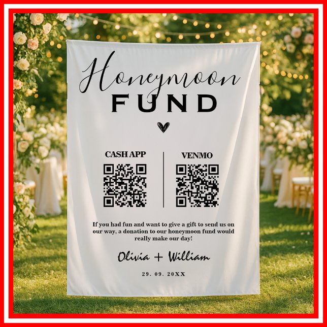 Tenture Caisse de Lune de Miel QR Fond de Mariage (Créateur téléchargé)