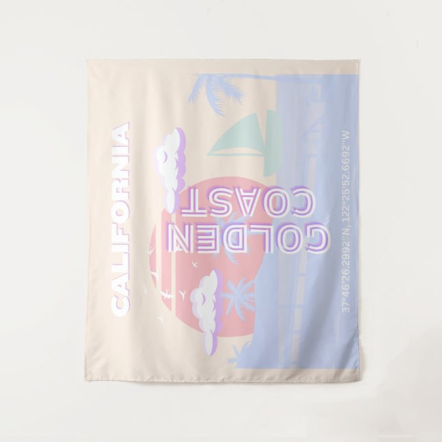 Tenture Californie, Plage, Art de voyage, Prépa, Pastel (Devant)