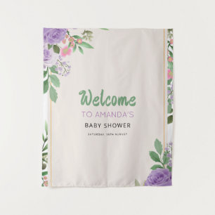 Tenture Câlins de papillon Fleurs violettes Baby Shower