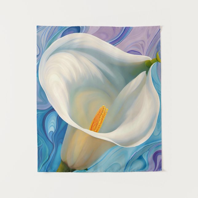 Tenture Calla Lily blanche dans le style Georgia O'Keeffe (Devant)