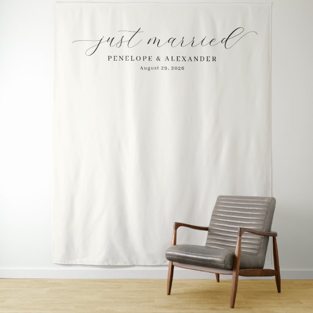Tenture Calligraphie beige élégant juste marié (En situation)