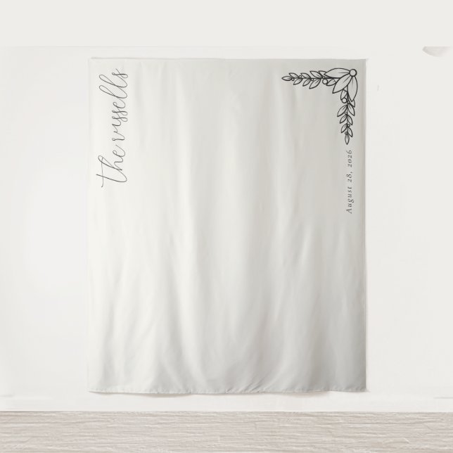 Tenture Calligraphie botanique beige serein (Devant)