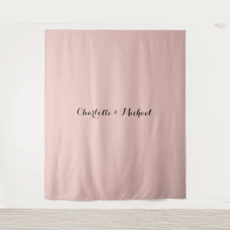 Tenture Calligraphie de mariage Élégante Rose Or Nom Plain