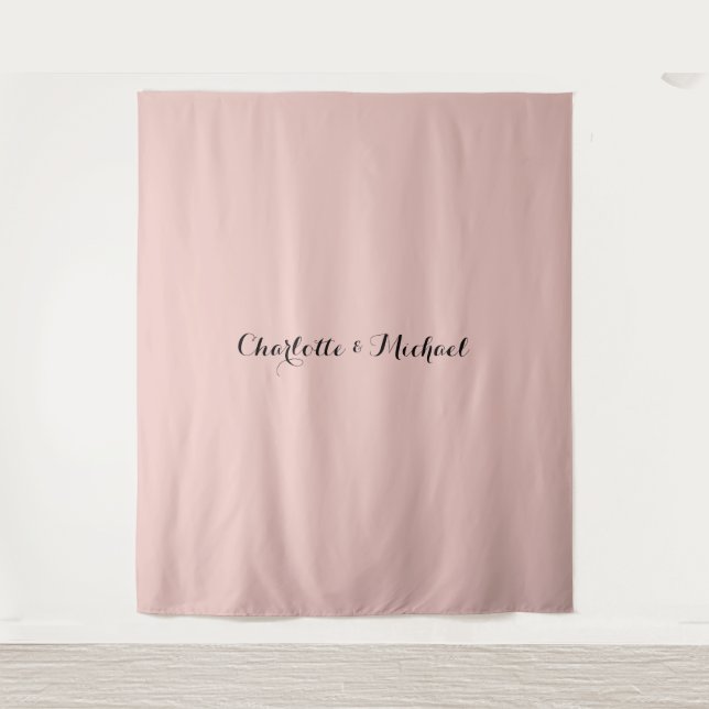 Tenture Calligraphie de mariage Élégante Rose Or Nom Plain (Devant)