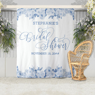 Tenture Calligraphie Élégante Dusty BlueFleurs Mariage