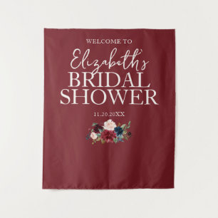 Tenture Calligraphie florale bordeaux Accueil Enterrement