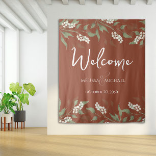 Tenture Calligraphie florale en terre cuite avec esperluet