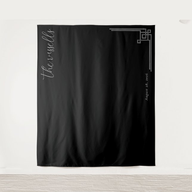 Tenture Calligraphie Géométrique Noire Élégante (Devant)