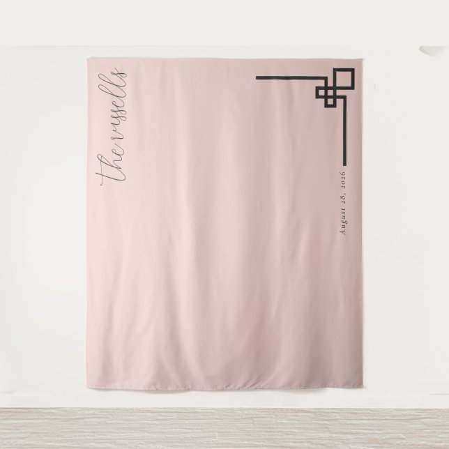 Tenture Calligraphie géométrique rose élégante (Devant)