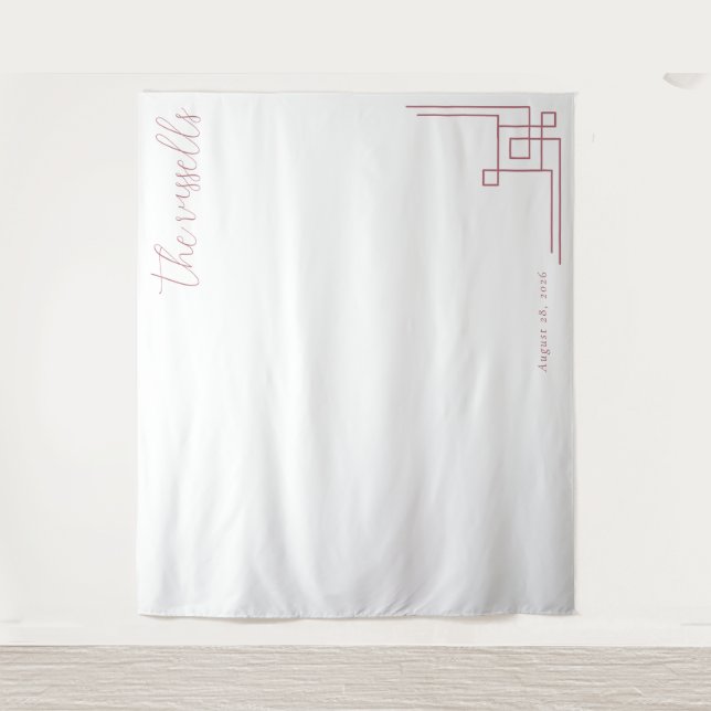 Tenture Calligraphie géométrique rose serein (Devant)
