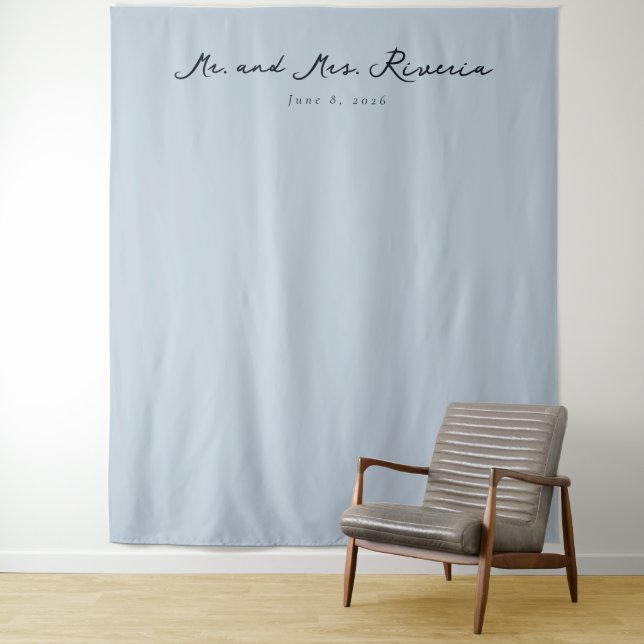 Tenture Calligraphie minimaliste bleu serein (En situation)